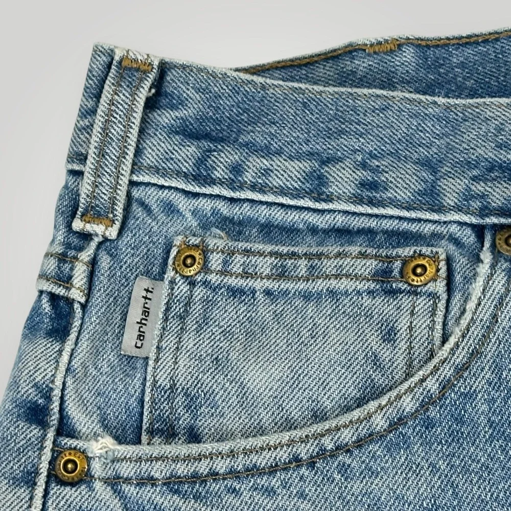 Carhartt Jeans‎ Mens 44x32 Blue Denim Relaxed Fit B17 DST Straight Leg Workwear